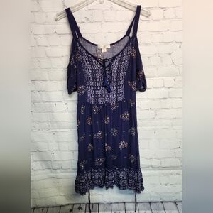 Band Of Gypsies/ Navy Floral Off Shoulder Dress